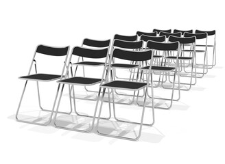 パイプ椅子が並んだ3dレンダリング