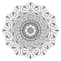 Doodle monochrome lace mandala pattern. Emblem luxury beauty spa, cosmetics, jewelry, hotel, restaurant. Wedding elegant outline frame. Vector floral luxury curve logo design. Round gold ornate frame.