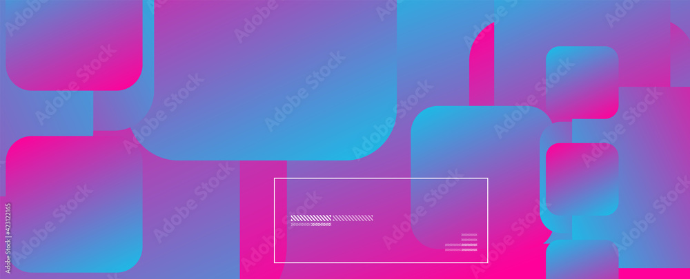 Poster Square shapes composition geometric abstract background. 3D shadow effects and fluid gradients. Modern overlapping forms