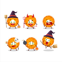 Obraz premium Halloween expression emoticons with cartoon character of orange cream donut