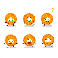 Cartoon character of orange cream donut with what expression