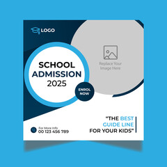 Fototapeta premium School Admission Social Media Post Design, Back to School Social Media Post Template