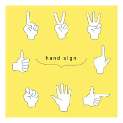 ハンドサインのイラスト素材セット