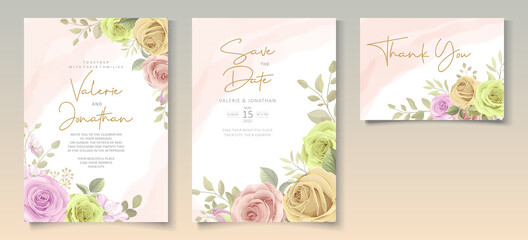 Wedding card template with floral theme
