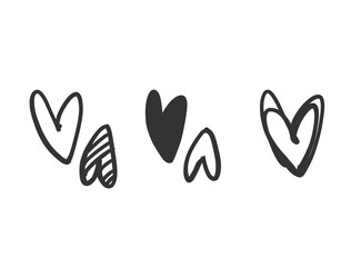 Heart and love illustration line art for template with black and red color.