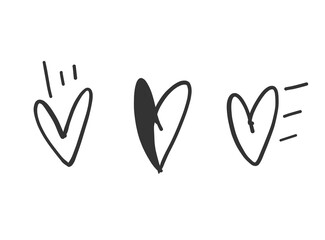 Heart and love illustration line art for template with black and red color.