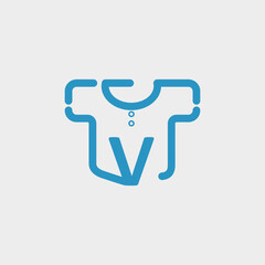 logo letter v with t shirt vector design	