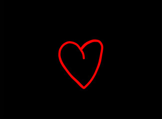 Basic RGB Heart illustration line art for template with black and red color.