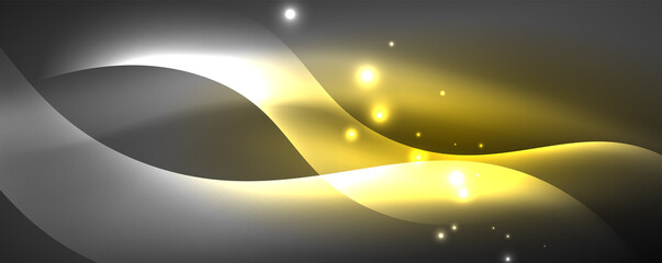 Shiny glowing neon wave, light lines abstract background. Magic energy and motion concept. Vector wallpaper template