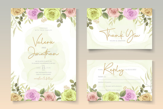 Wedding card template with floral theme