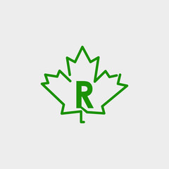 logo letter r with icon maple leaf vector	
