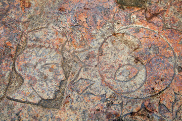 Rock paintings, petroglyphs near the Kherson lighthouse. Crimea