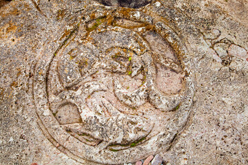 Rock paintings, petroglyphs near the Kherson lighthouse. Crimea