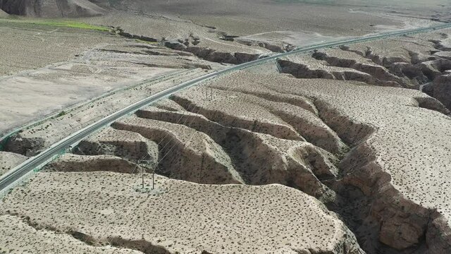 aerial video of the qinghai-tibet plateau railway, China