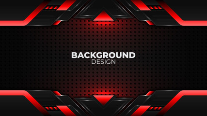 Modern red and black abstract geometric shapes background design template, gaming background template design © TanmoyTopu