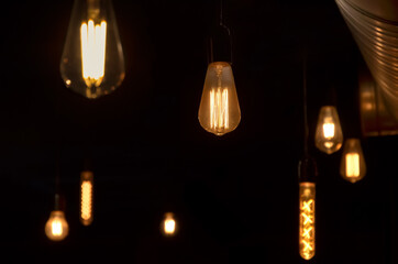 Lamps shine in the dark