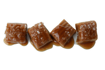 Delicious salted caramel isolated on white background