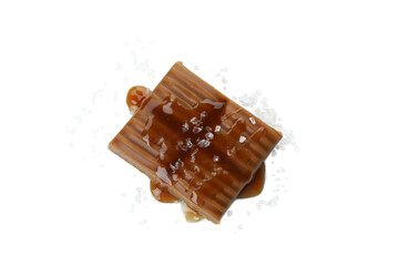 Delicious salted caramel isolated on white background