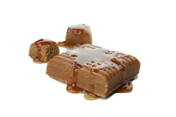 Delicious salted caramel isolated on white background