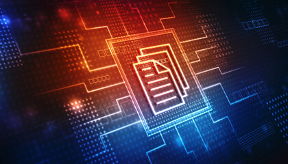 Document, File Icon in Business Abstract Background, Digital Abstract technology background
