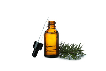 Fototapeta premium Pine essential oil isolated on white background