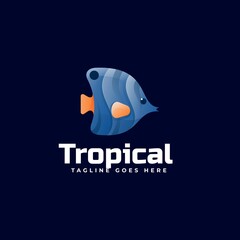 Vector Logo Illustration Fish Gradient Colorful Style.