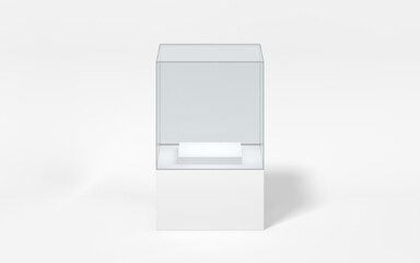 Empty glass showcase, 3d rendering.