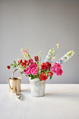 Bouquet 016. Finished flower arrangement in a vase for home. Flowers bunch, set for interior. Fresh cut flowers for decoration home. European floral shop. Delivery fresh cut flower.