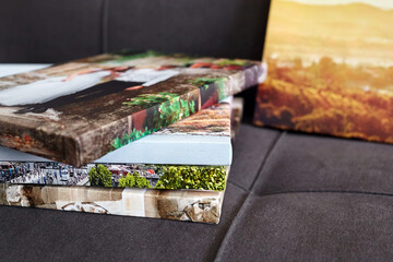 Fototapeta na wymiar Canvas prints. Photo printed on canvas with gallery wrapping on stretcher bar