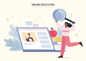 Online education in flat style