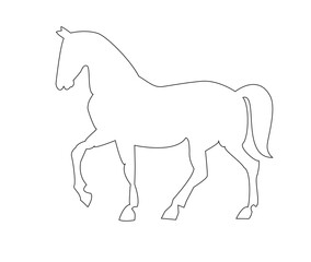 Silhouette of a horse in profile on a white background
