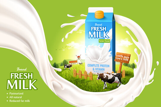 3d fresh milk ad template