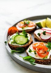 Sandwiches with healthy vegetables and micro greens