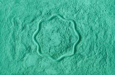 Green cosmetic clay powder (kelp facial mask, spirulina body wrap) texture close up, selective...