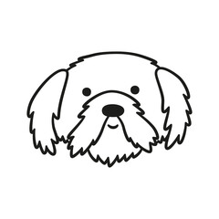 Cute Shih Tzu face. Dog head icon. Hand drawn isolated vector illustration in doodle style on white background