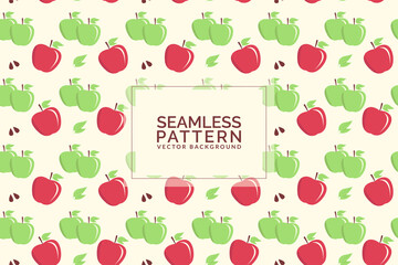 Seamless pattern with apple, seeds, leaf. Colorful apple for print, banner, poster, wallpaper, background. Apple vector Illustration