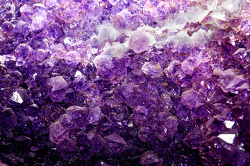 Amethyst gemstone, view into a big druse