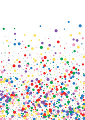 Red Circle Falling Texture. Confetti Paper Illustration. Orange Square Dot. Multicolored Circular Round Background.