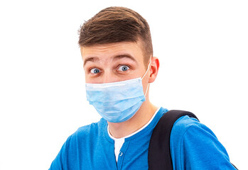 Fototapeta na wymiar Young Man in a Flu Mask