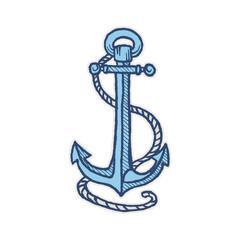 Ship anchor, vintage icon. Vector illustration for marine and heraldry design.