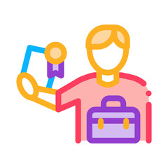 Obraz premium certificate license for work color icon vector illustration