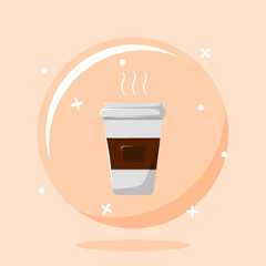 coffee drink glass design illustration in a bubble