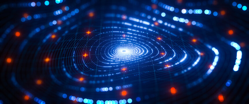 3d render of concept data visualization, collection, processing, and analysis information. 