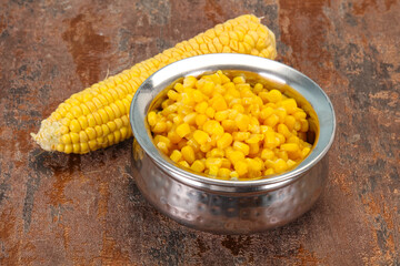 Young corn seeds in the bowl