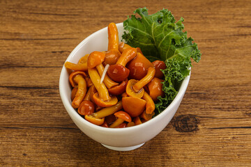 Marinated mushroom - honey agaric in the bowl