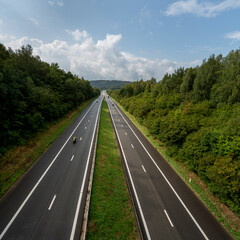 Highway in the Belgian Ardennes. Vertical layout