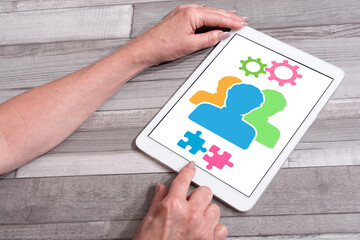 Teamwork concept on a tablet