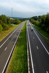 Fototapeta na wymiar Highway in the Belgian Ardennes. Vertical layout