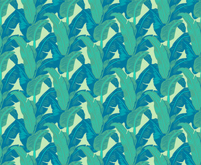 Japanese Tropical Banana Leaf Vector Seamless Pattern