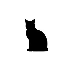 Black cat icon isolated on white. Cartoon illustration